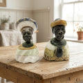 Small Stone Bust Set Colourful Hand Carved in South Africa 3.5" and 3.1"