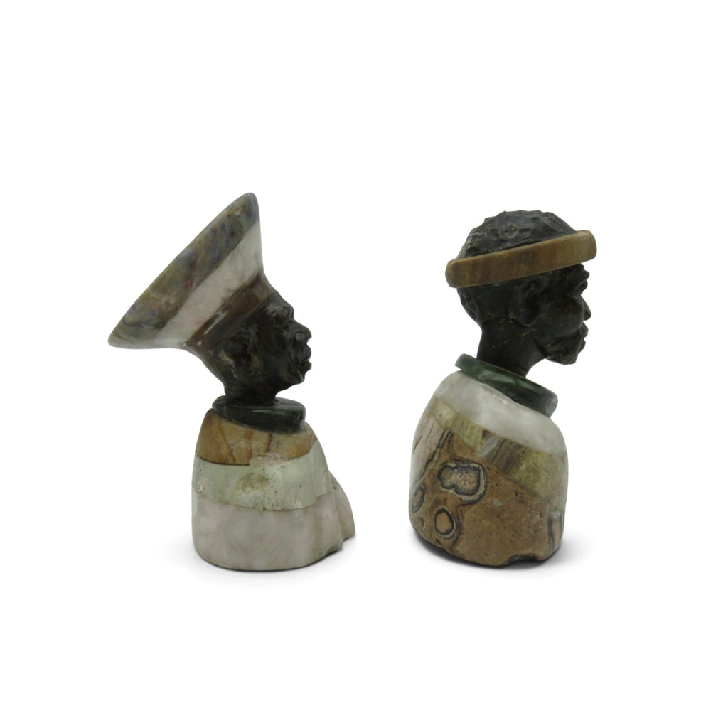 Small Stone Bust Set Colourful Hand Carved in South Africa 3.5" and 3.1"