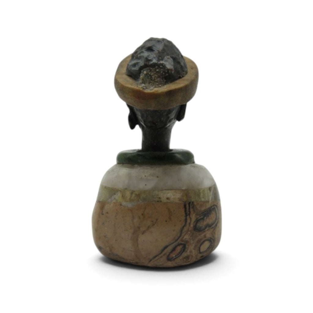 Small Stone Bust Set Colourful Hand Carved in South Africa 3.5" and 3.1"