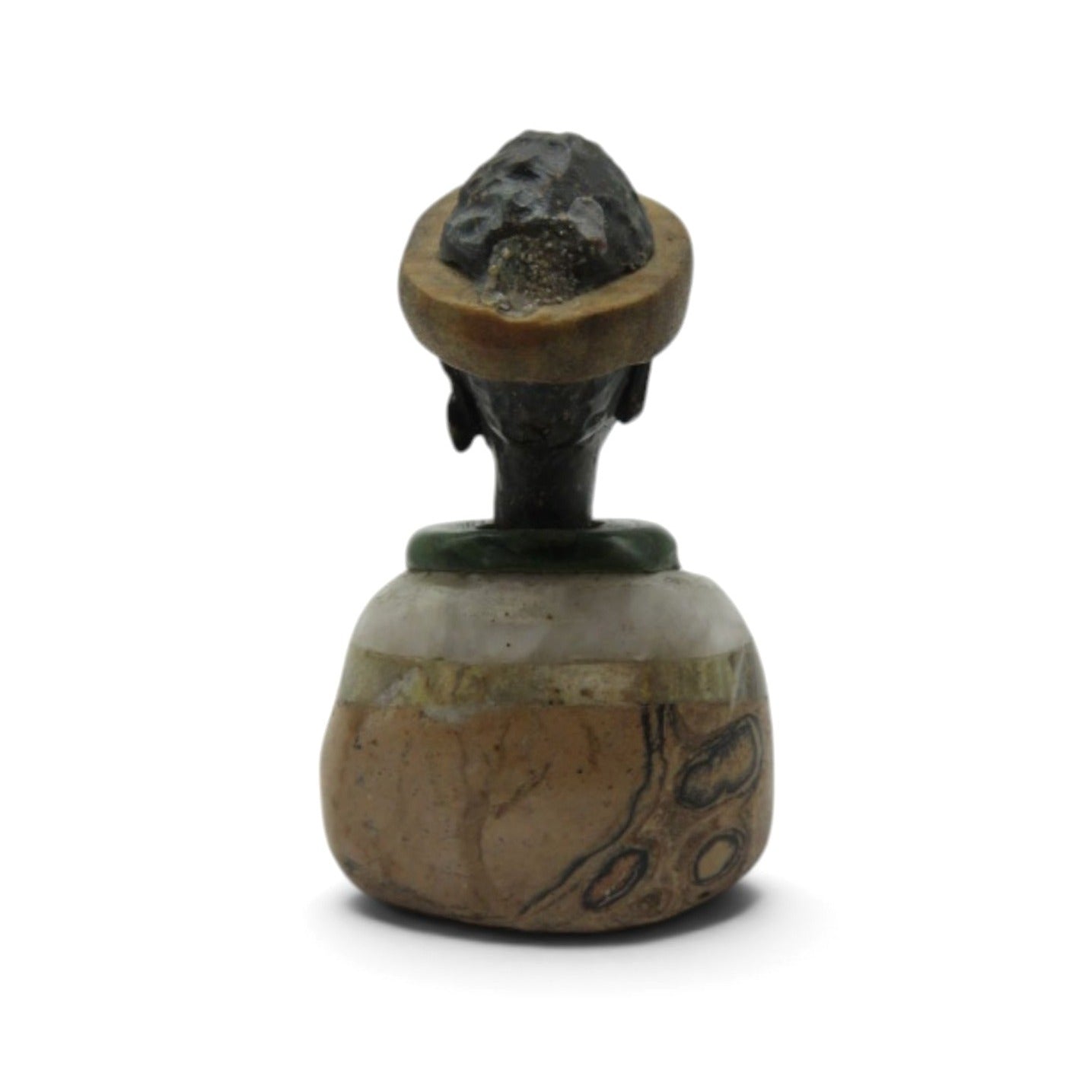 Small Stone Bust Set Colourful Hand Carved in South Africa 3.5" and 3.1"