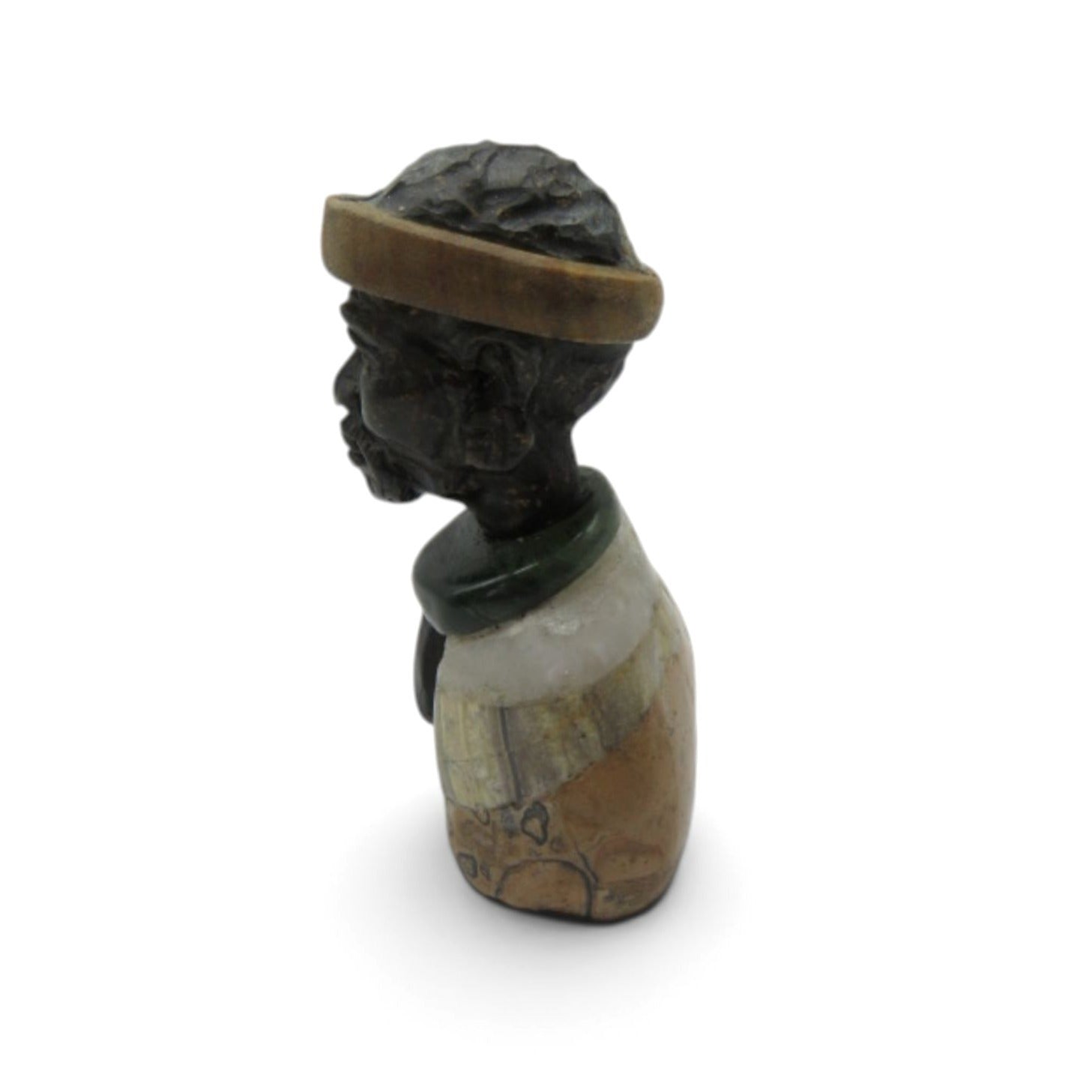 Small Stone Bust Set Colourful Hand Carved in South Africa 3.5" and 3.1"