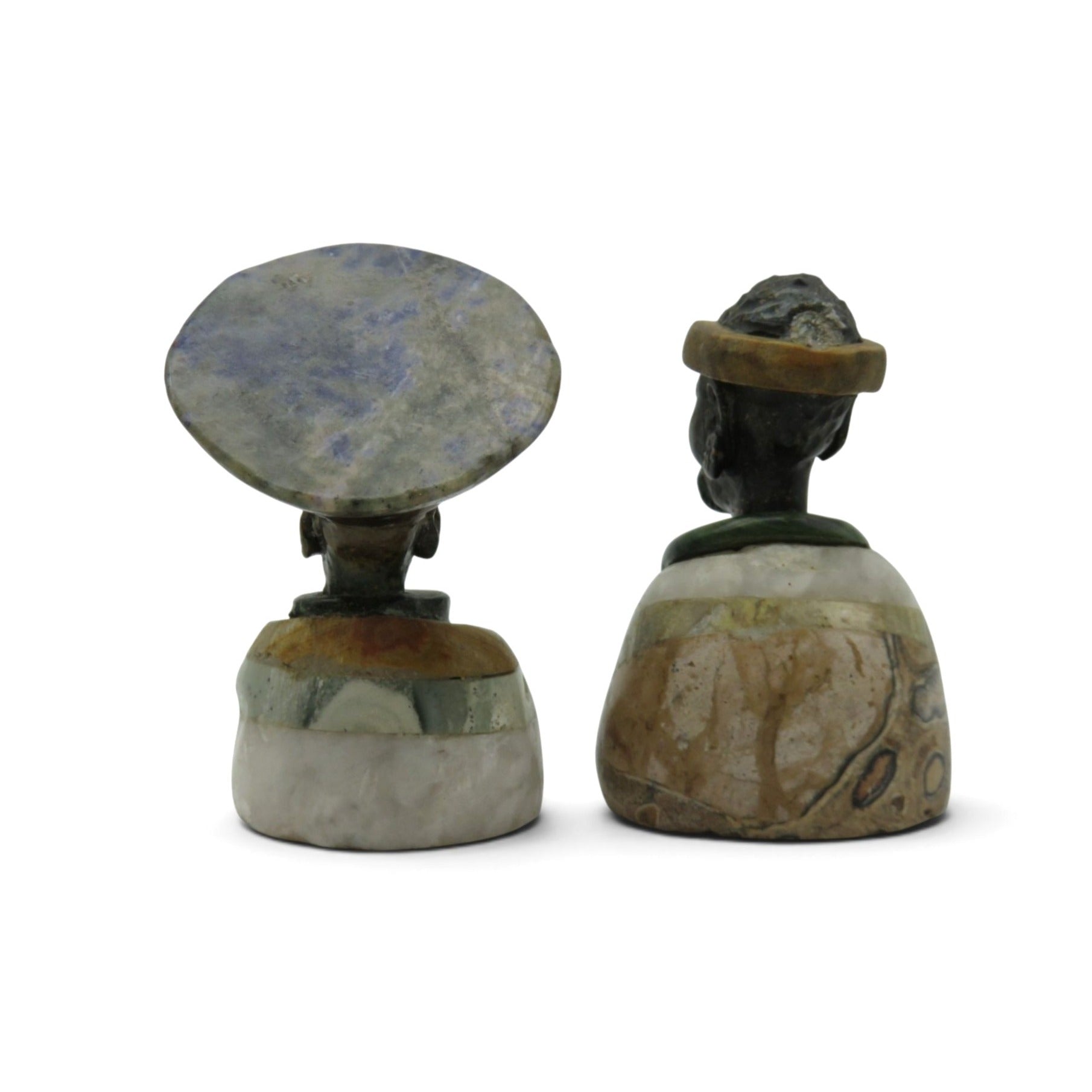 Small Stone Bust Set Colourful Hand Carved in South Africa 3.5" and 3.1"