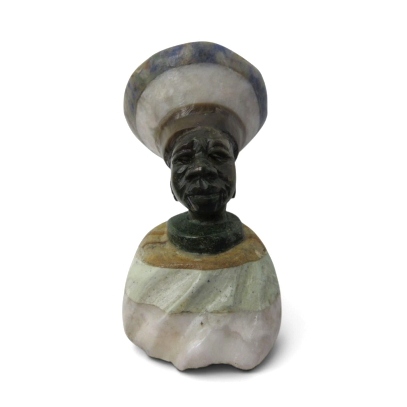 Small Stone Bust Set Colourful Hand Carved in South Africa 3.5" and 3.1"