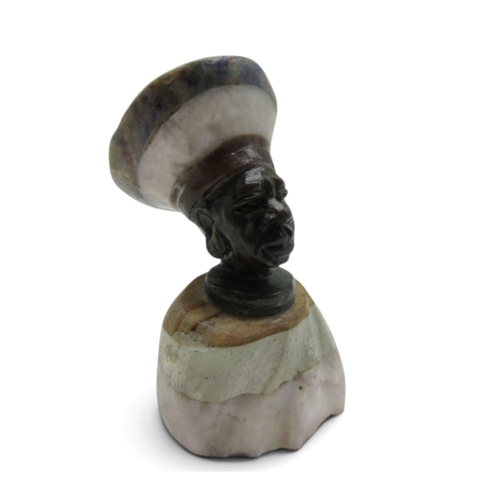 Small Stone Bust Set Colourful Hand Carved in South Africa 3.5" and 3.1"