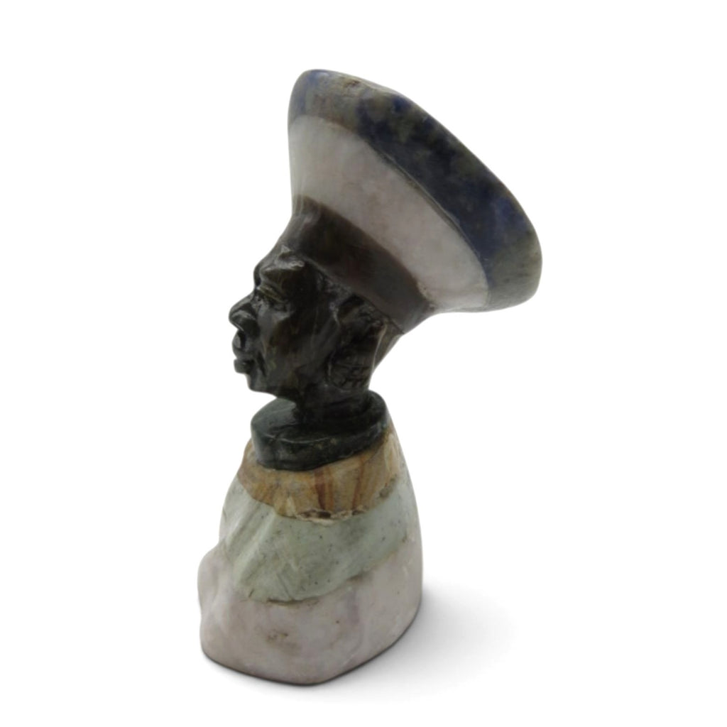 Small Stone Bust Set Colourful Hand Carved in South Africa 3.5" and 3.1"