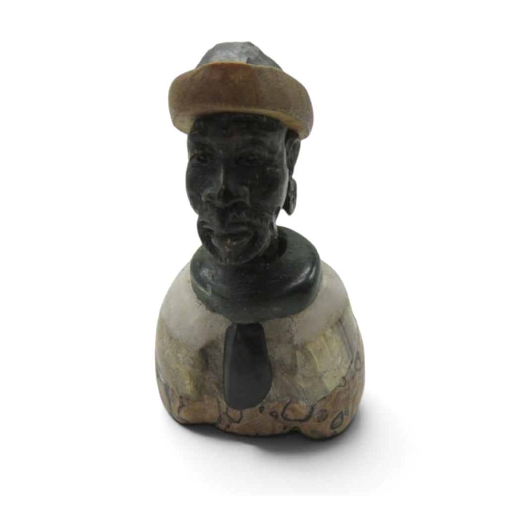 Small Stone Bust Set Colourful Hand Carved in South Africa 3.5" and 3.1"