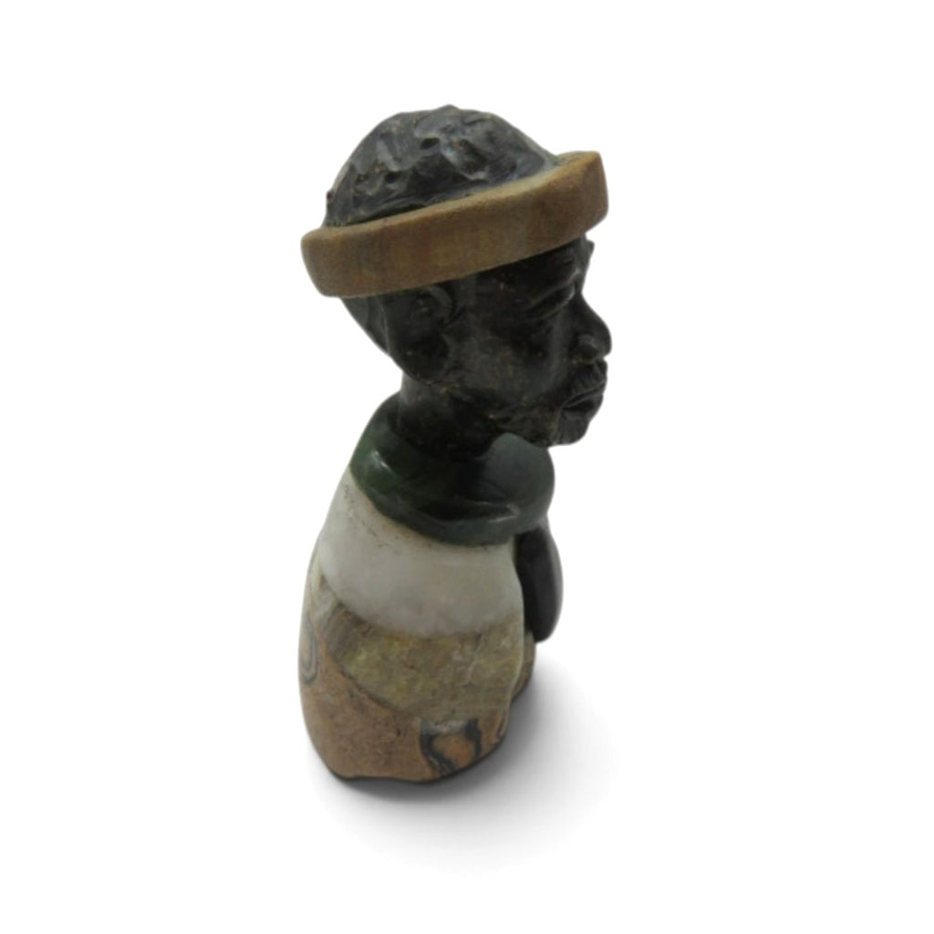 Small Stone Bust Set Colourful Hand Carved in South Africa 3.5" and 3.1"
