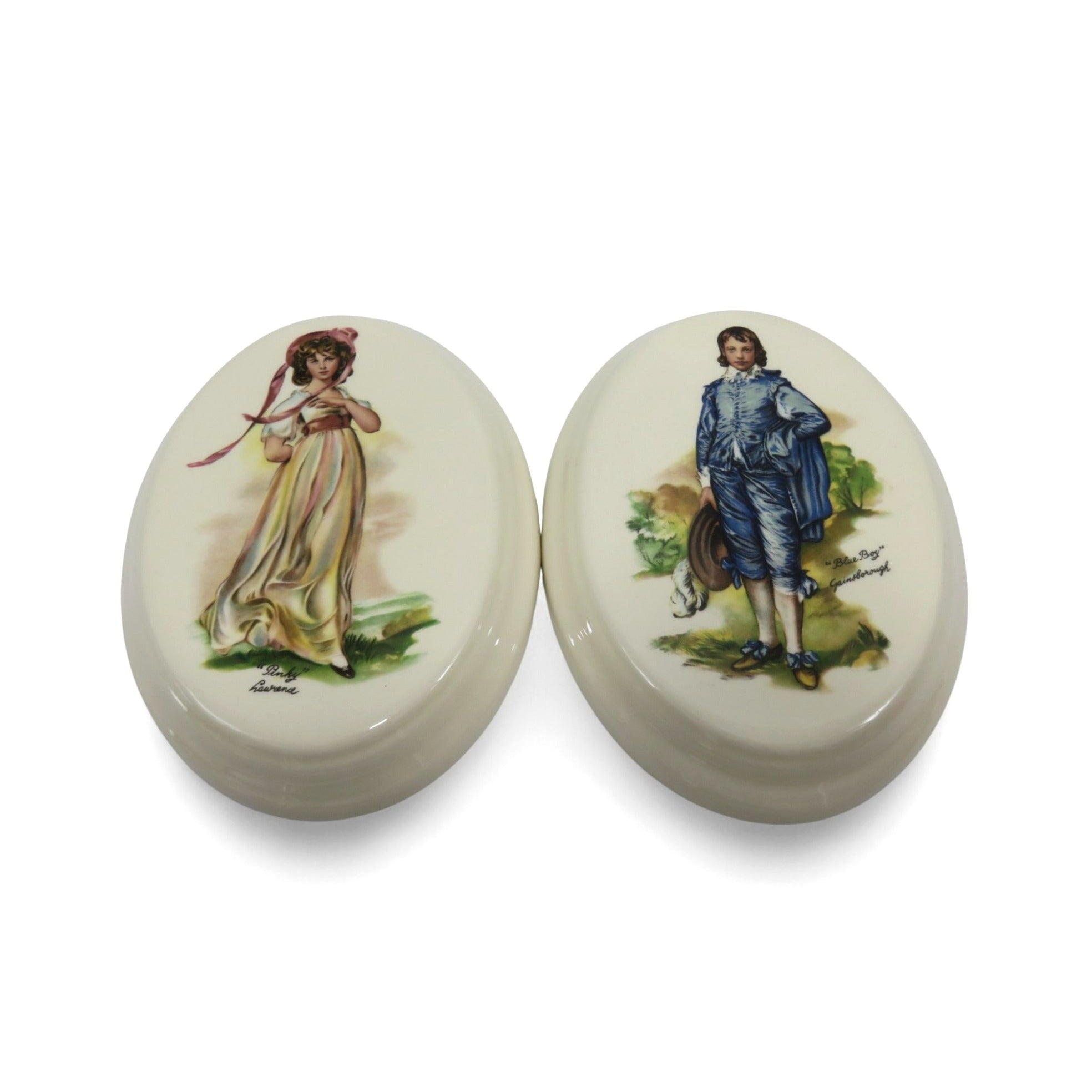 Vintage Pinky Blue Boy Ceramic Wall Pair Victorian Hanging Decor 7.3"