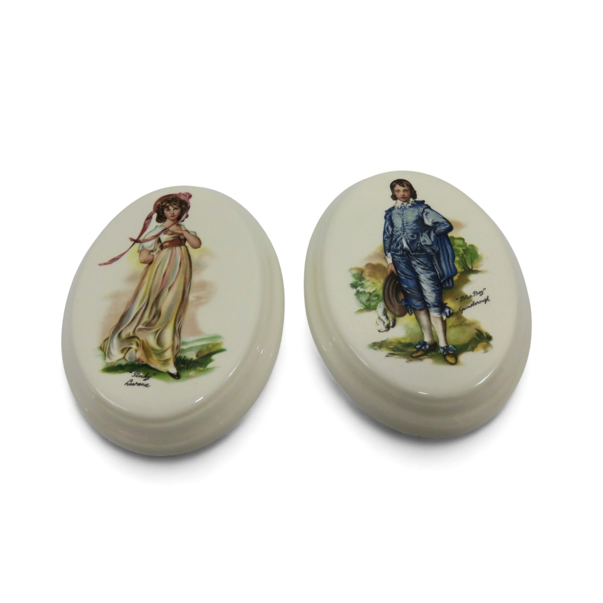 Vintage Pinky Blue Boy Ceramic Wall Pair Victorian Hanging Decor 7.3"