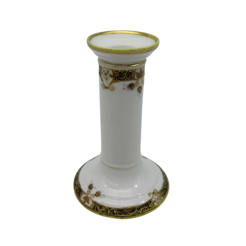 Nippon Porcelain Candle Holder Hand Painted Floral Design 5.9"