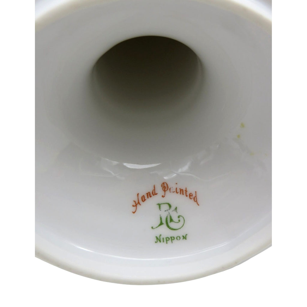Nippon Porcelain Candle Holder Hand Painted Floral Design 5.9"