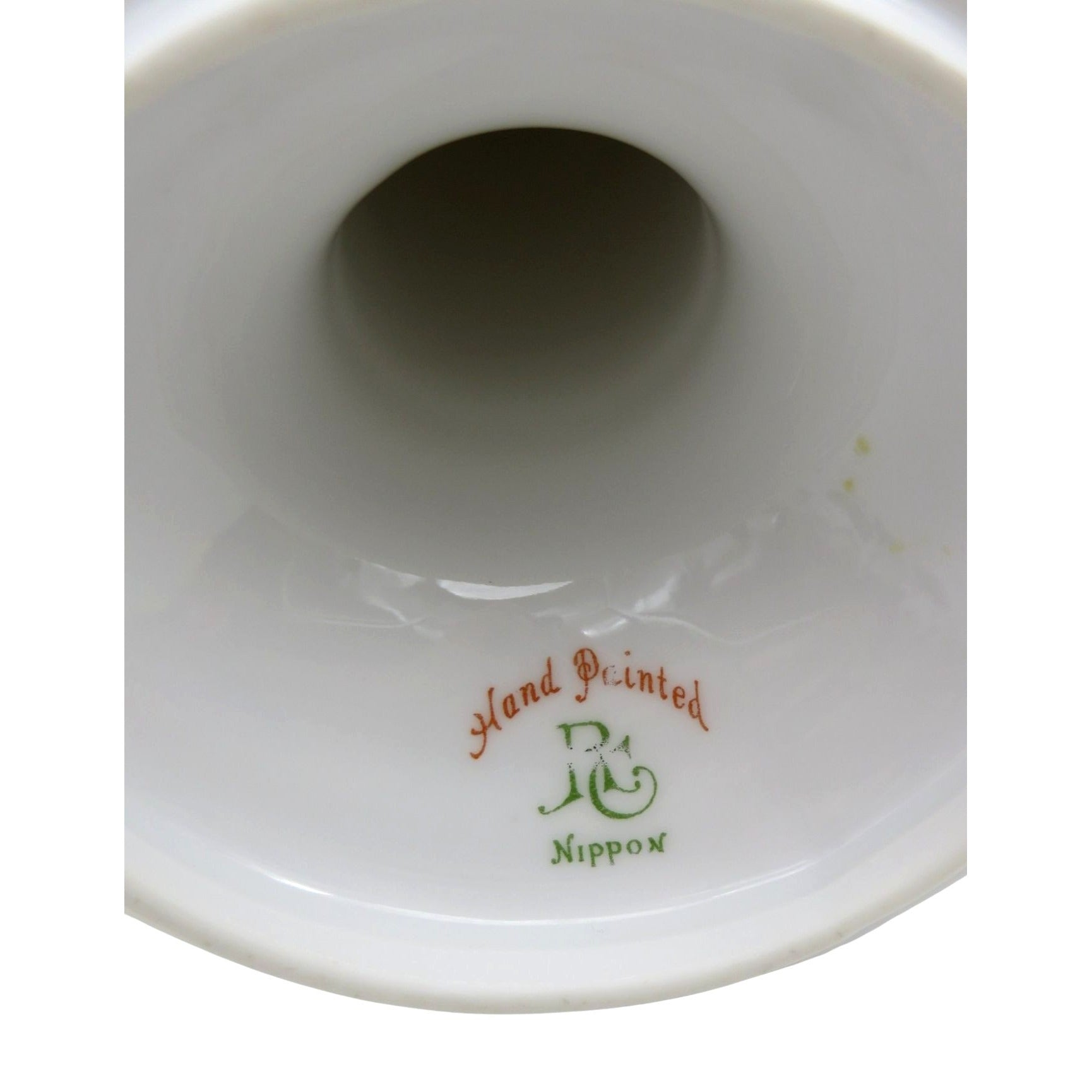 Nippon Porcelain Candle Holder Hand Painted Floral Design 5.9"
