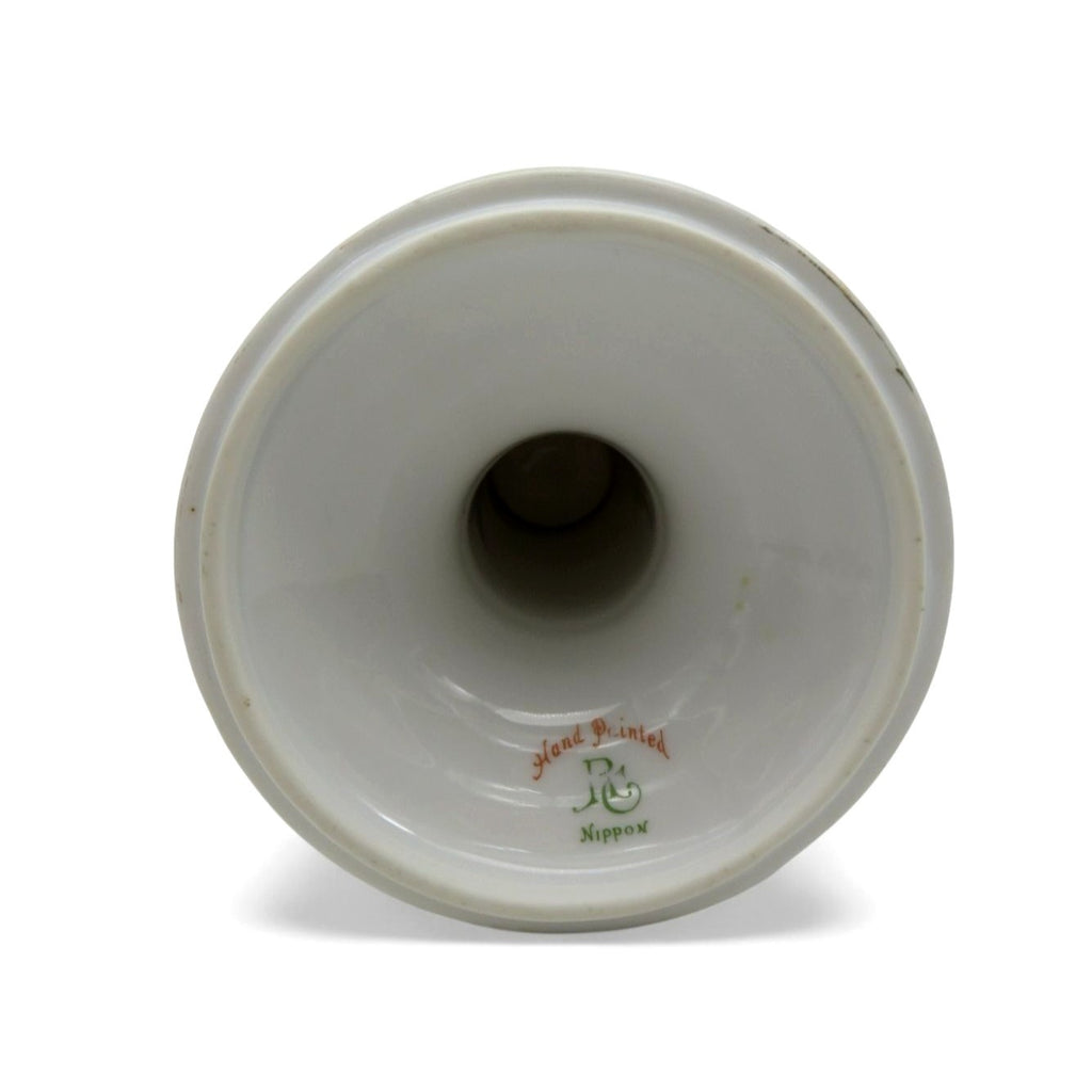 Nippon Porcelain Candle Holder Hand Painted Floral Design 5.9"