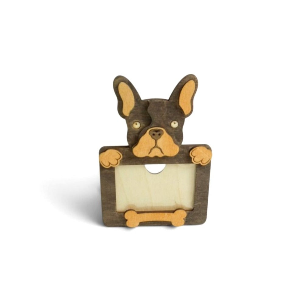 Personalized French Bulldog Wood Photo Frame With Acrylic Cover & Stand for 2 x 3" Photo