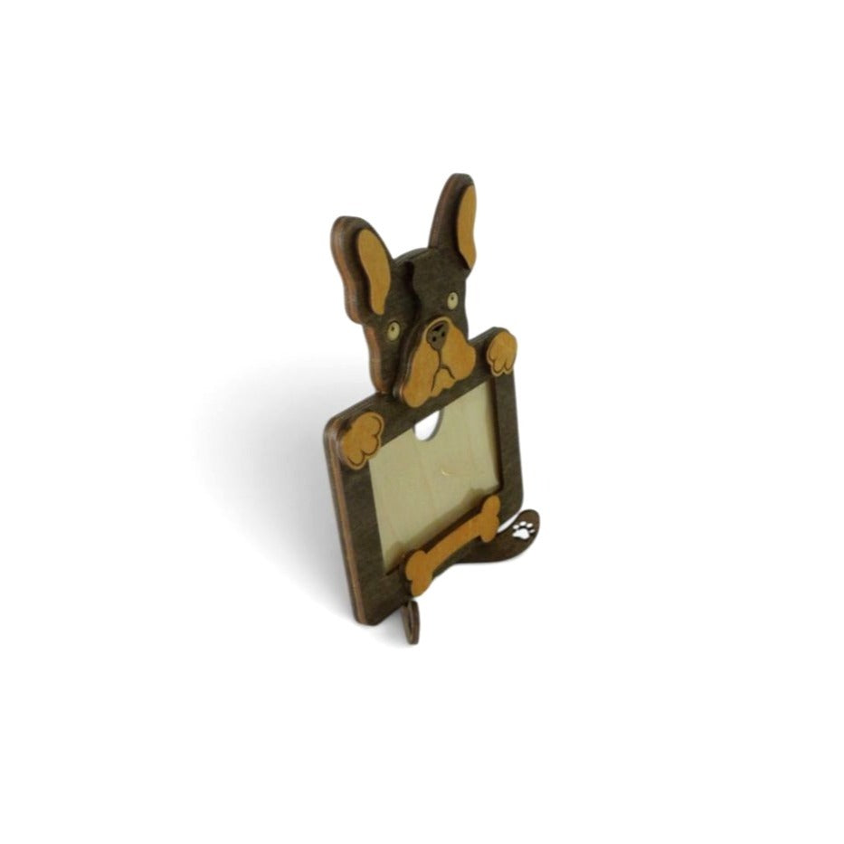 Personalized French Bulldog Wood Photo Frame With Acrylic Cover & Stand for 2 x 3" Photo