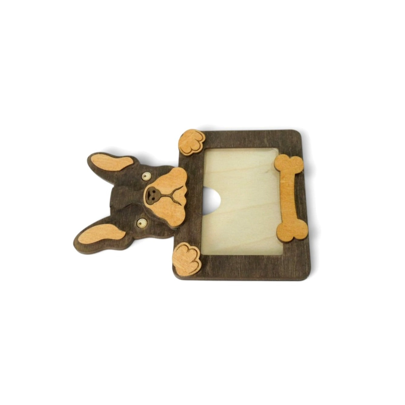 Personalized French Bulldog Wood Photo Frame With Acrylic Cover & Stand for 2 x 3" Photo