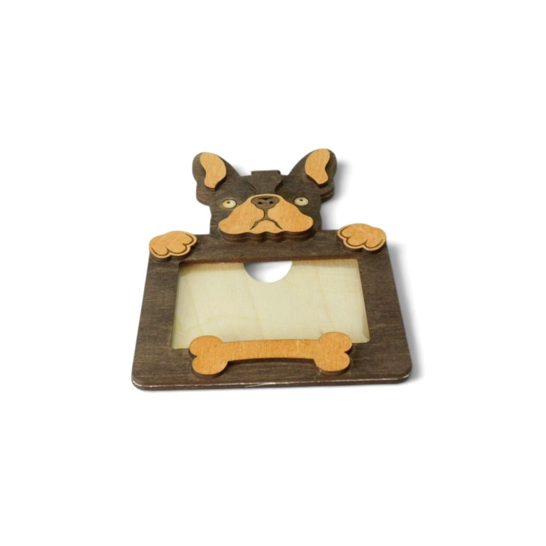 Personalized French Bulldog Wood Photo Frame With Acrylic Cover & Stand for 2 x 3" Photo
