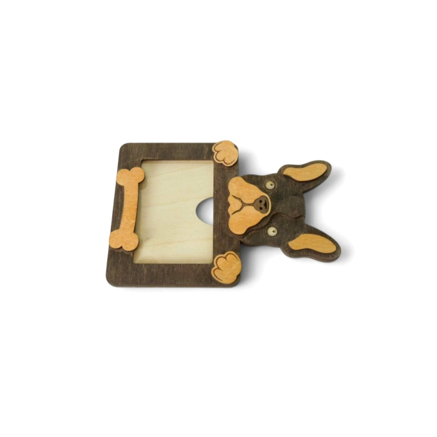 Personalized French Bulldog Wood Photo Frame With Acrylic Cover & Stand for 2 x 3" Photo