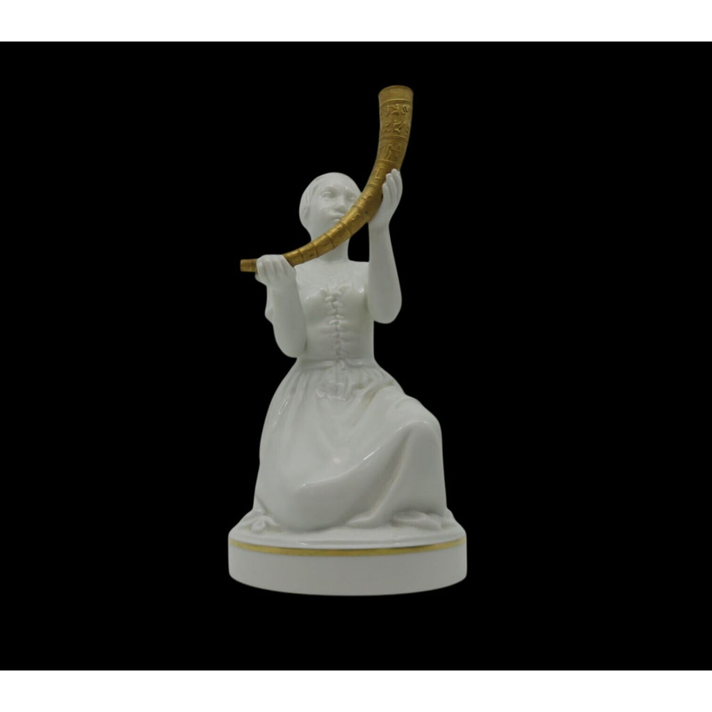 Royal Copenhagen Girl with Gold Horn 12242 Figure Denmark Vintage 8.7"
