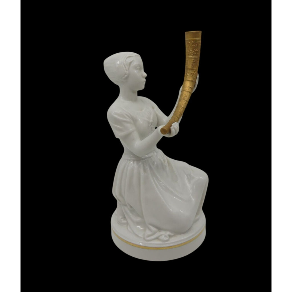 Royal Copenhagen Girl with Gold Horn 12242 Figure Denmark Vintage 8.7"