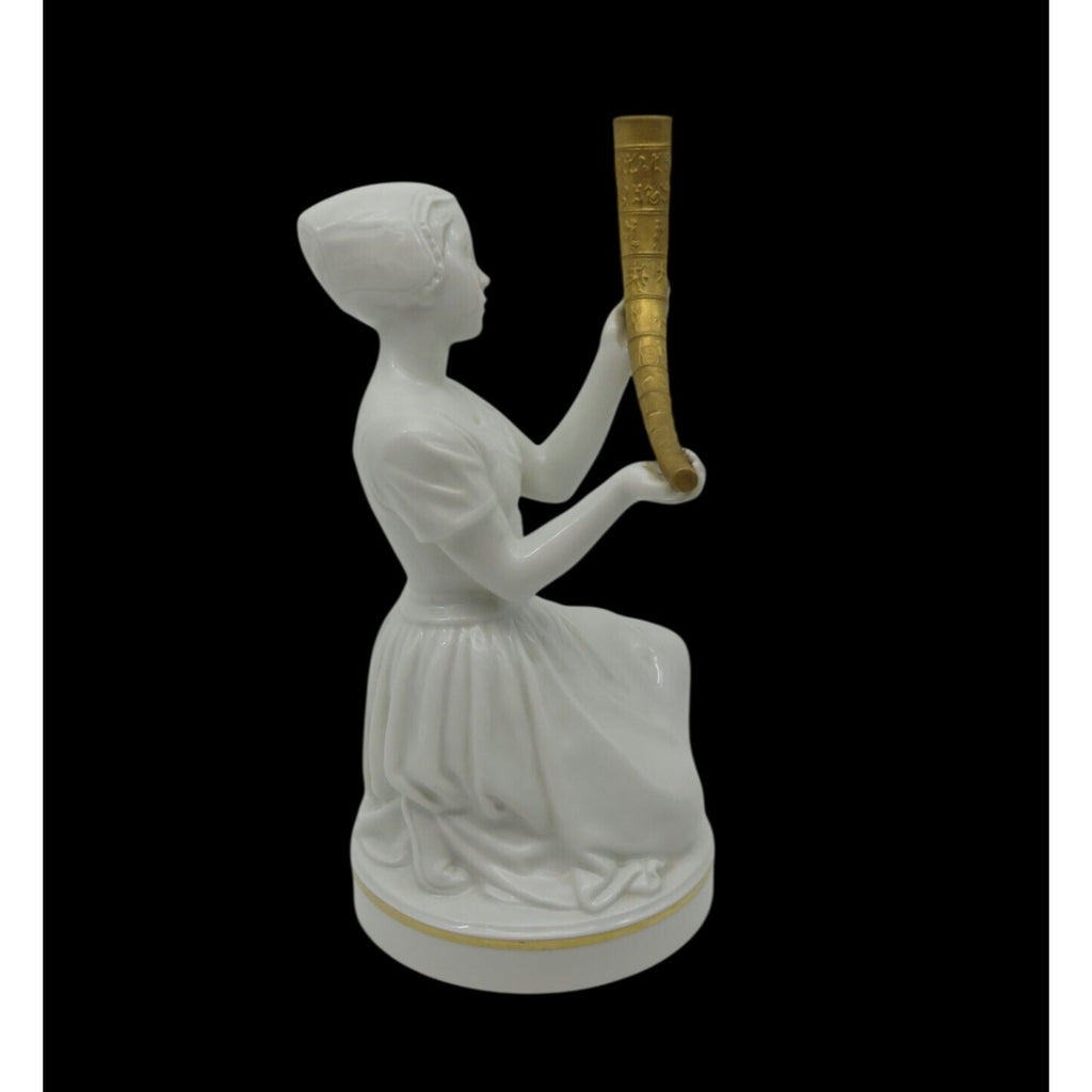 Royal Copenhagen Girl with Gold Horn 12242 Figure Denmark Vintage 8.7"