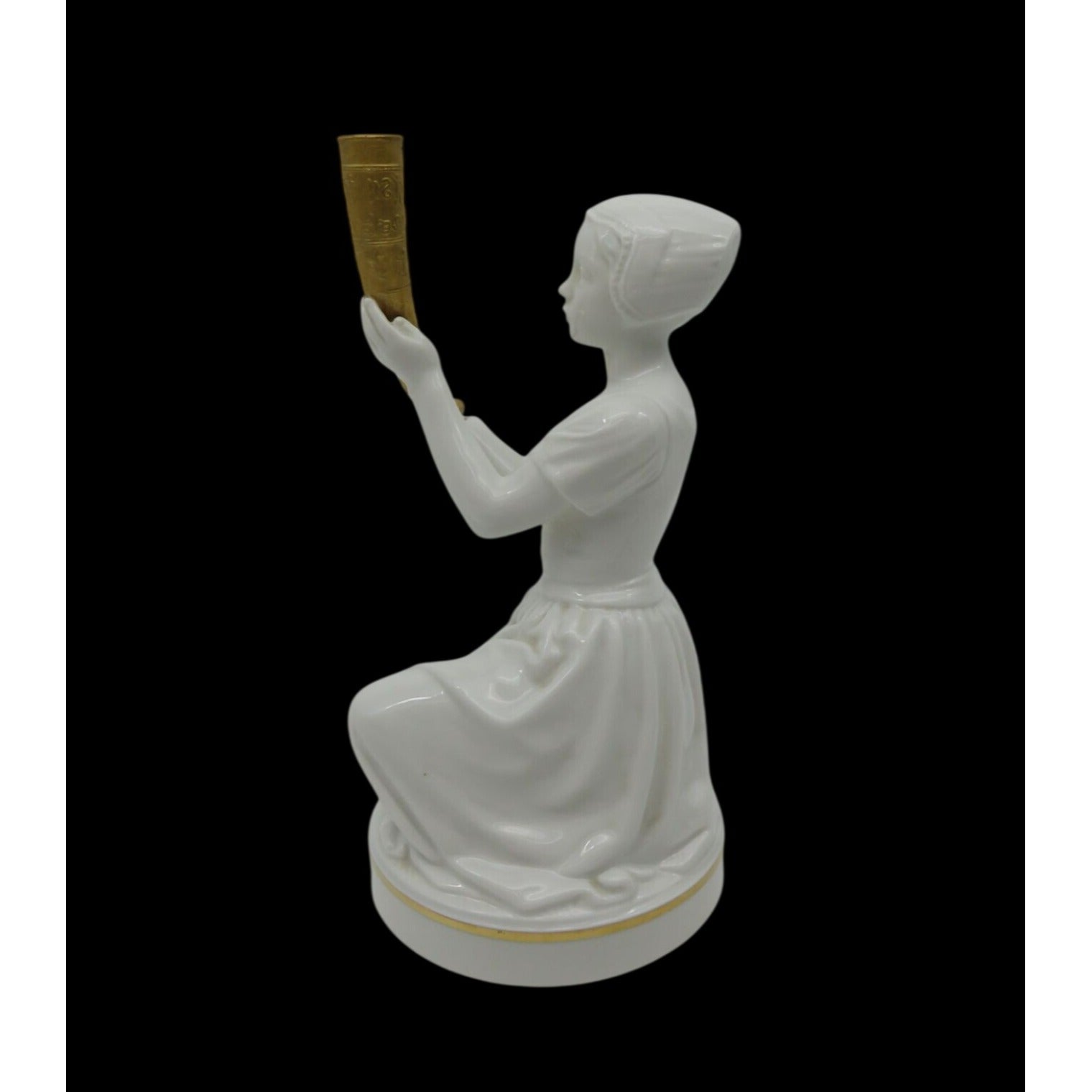 Royal Copenhagen Girl with Gold Horn 12242 Figure Denmark Vintage 8.7"