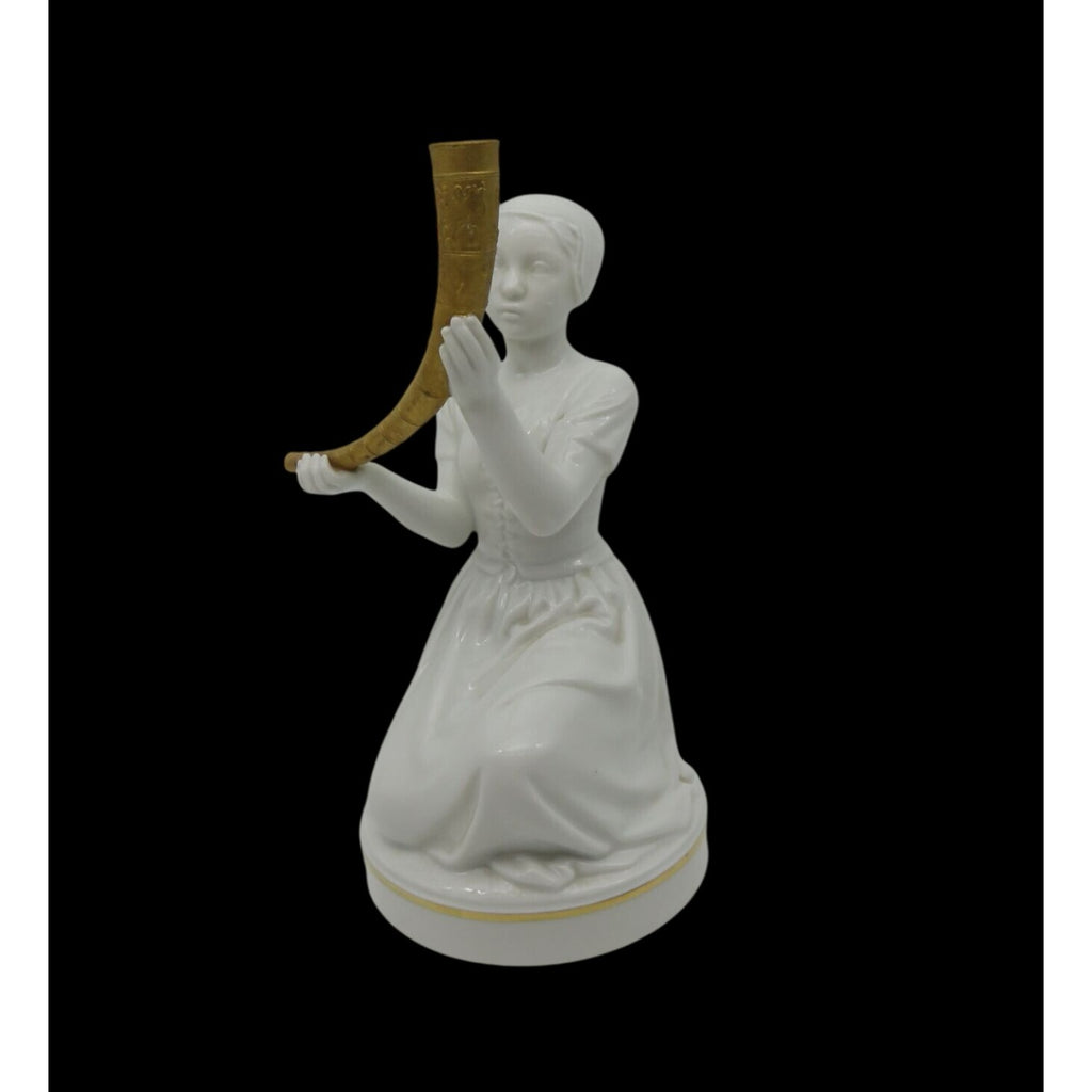 Royal Copenhagen Girl with Gold Horn 12242 Figure Denmark Vintage 8.7"