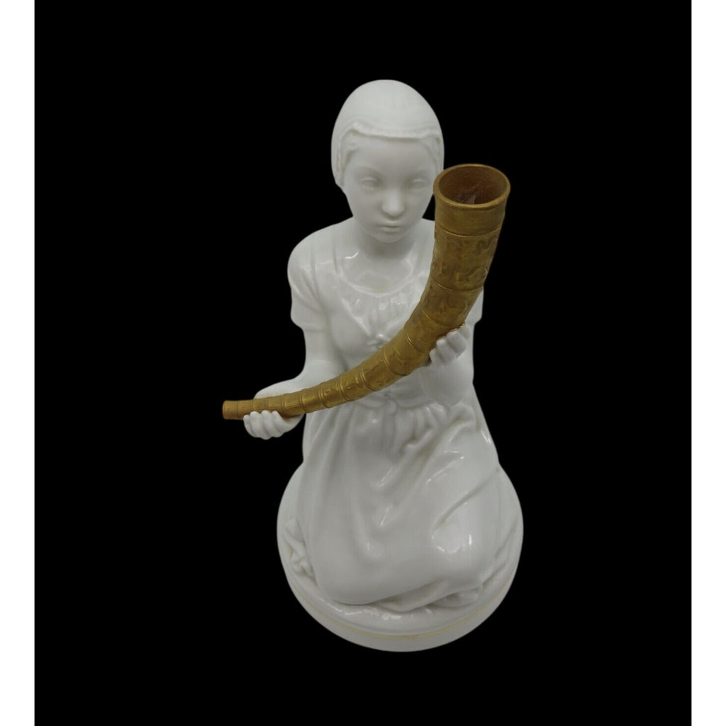 Royal Copenhagen Girl with Gold Horn 12242 Figure Denmark Vintage 8.7"