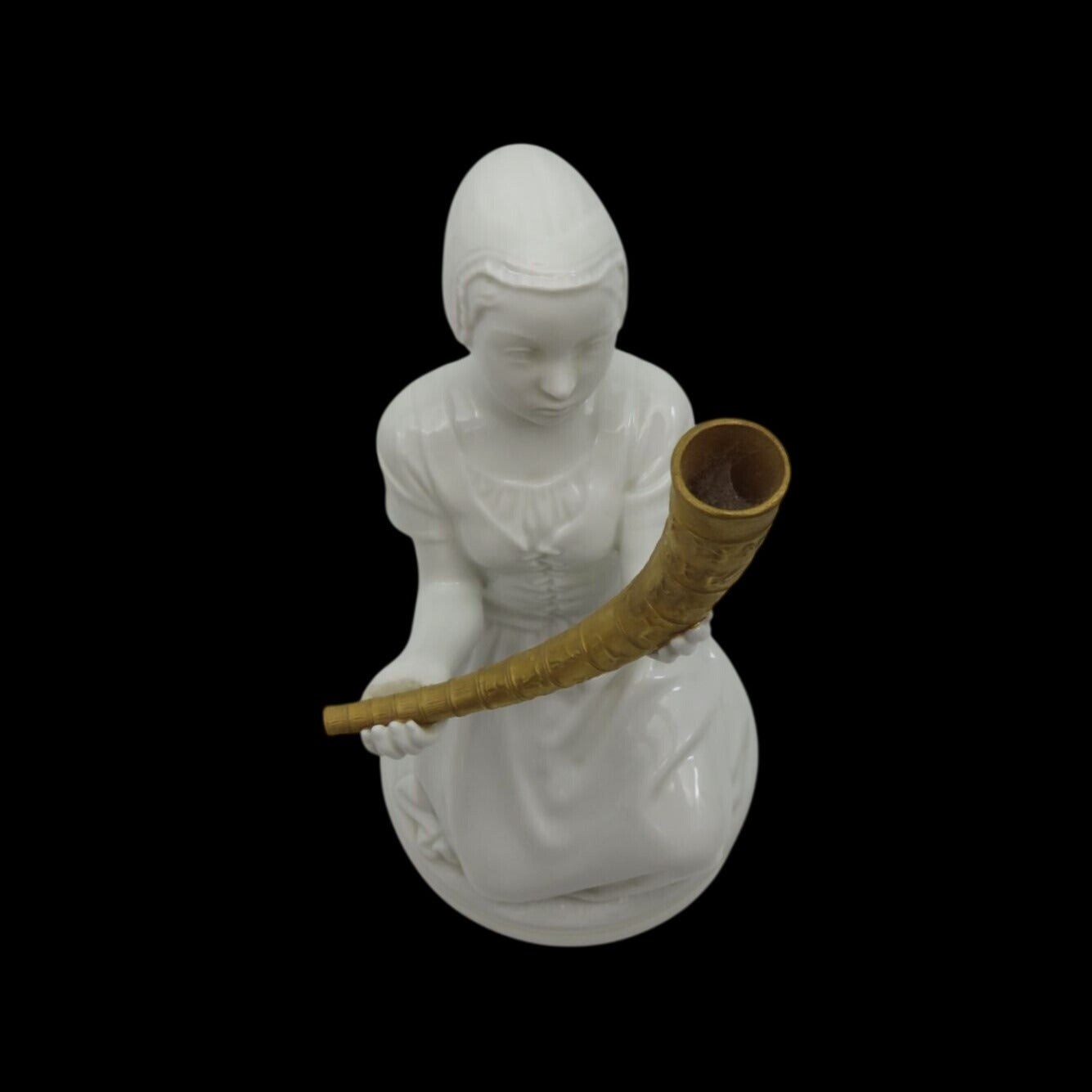 Royal Copenhagen Girl with Gold Horn 12242 Figure Denmark Vintage 8.7"