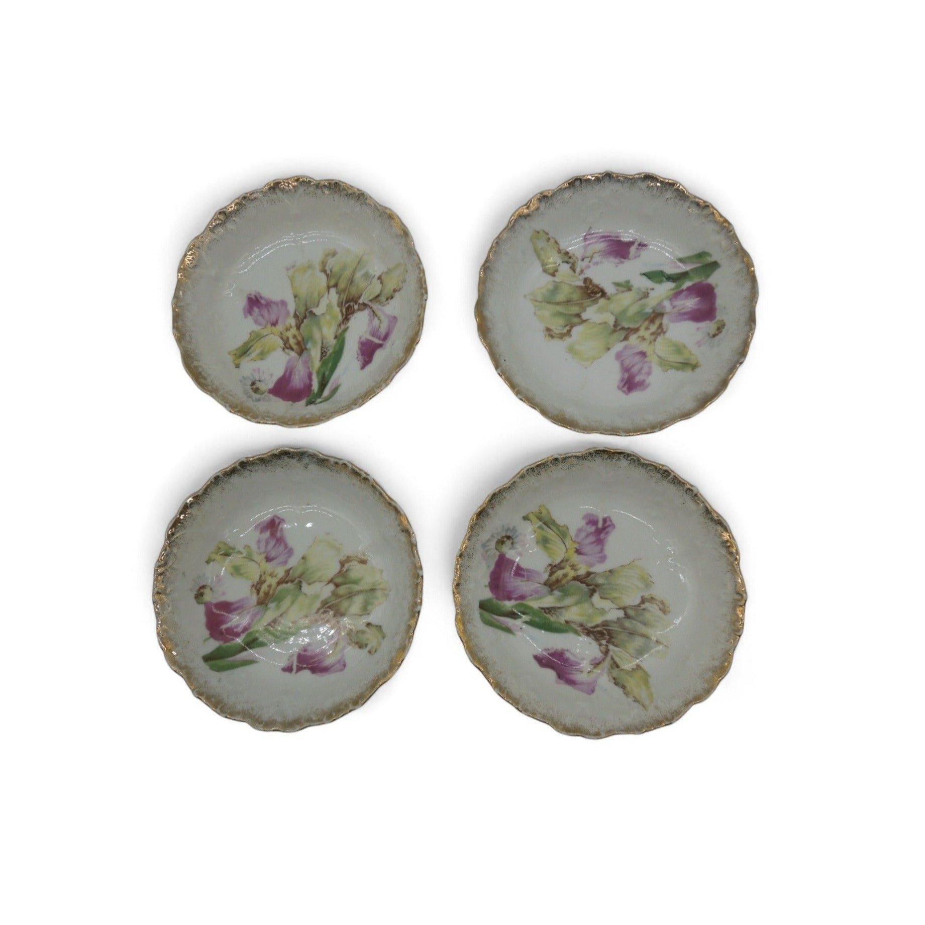Antique Kuno Steinmann Germany Porcelain Berry Bowls Set of 4 Floral 5"