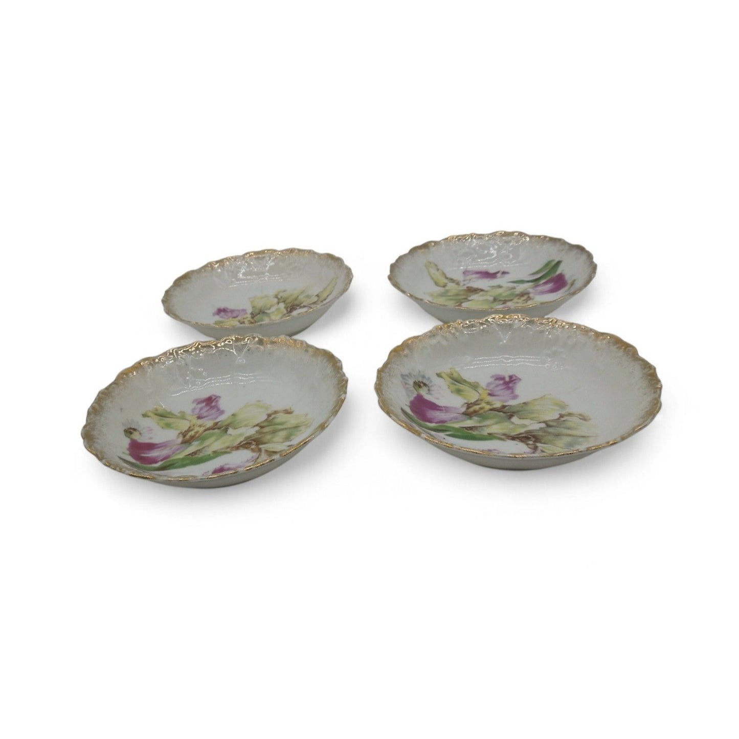 Antique Kuno Steinmann Germany Porcelain Berry Bowls Set of 4 Floral 5"