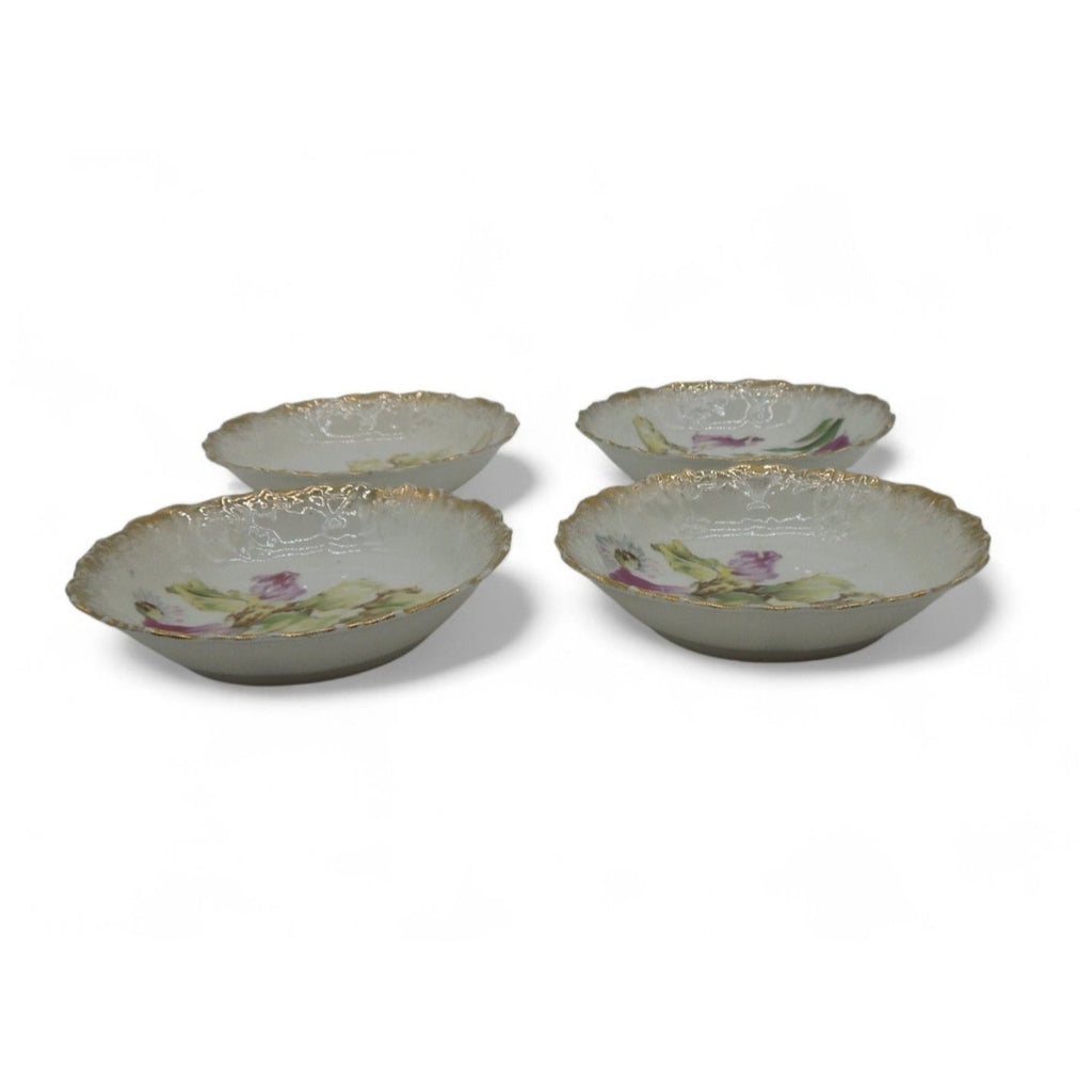 Antique Kuno Steinmann Germany Porcelain Berry Bowls Set of 4 Floral 5"