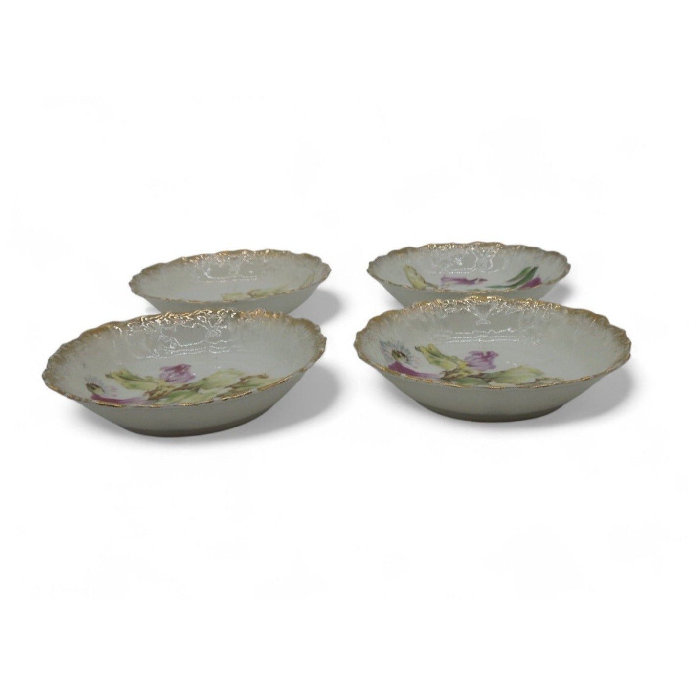 Antique Kuno Steinmann Germany Porcelain Berry Bowls Set of 4 Floral 5"