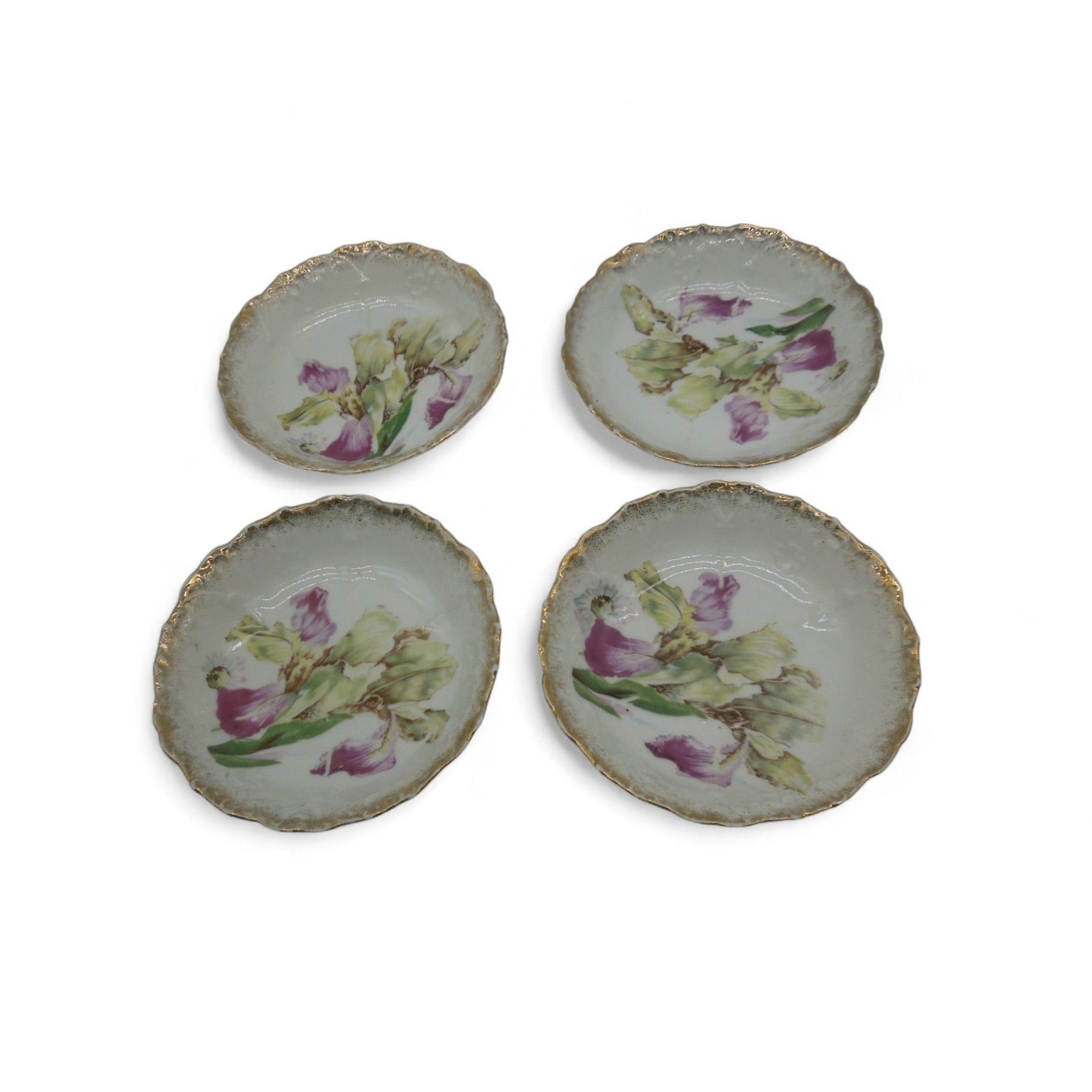 Antique Kuno Steinmann Germany Porcelain Berry Bowls Set of 4 Floral 5"