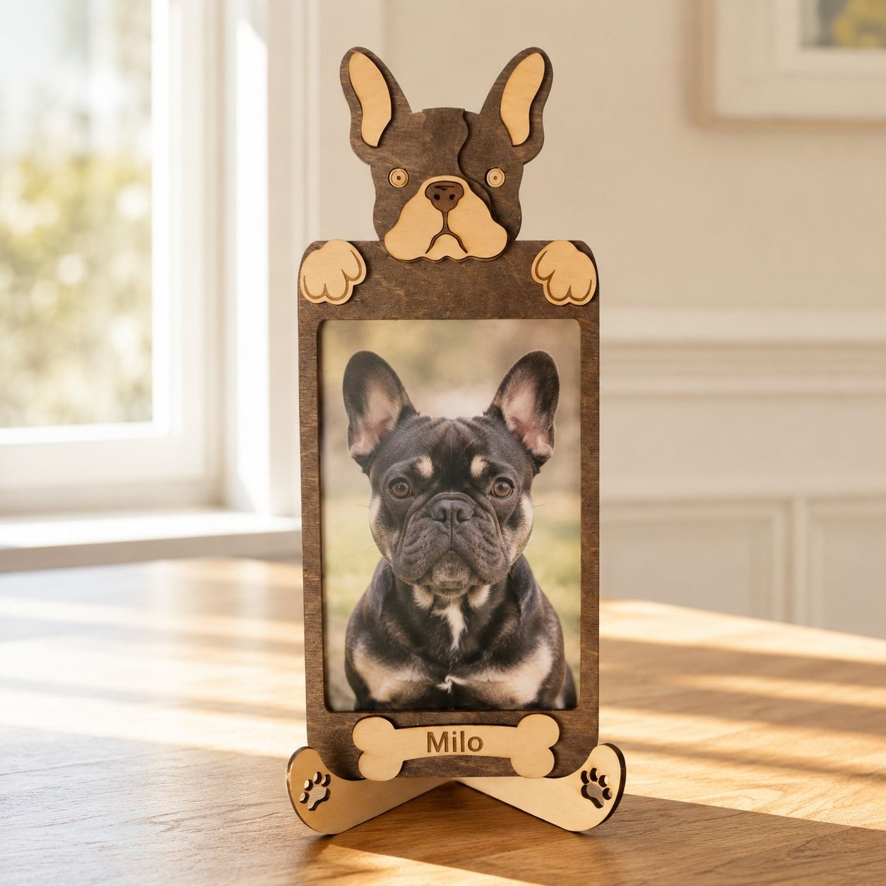 Personalized French Bulldog Photo Frame & Stand Custom Dog Gift 6x4" Photo