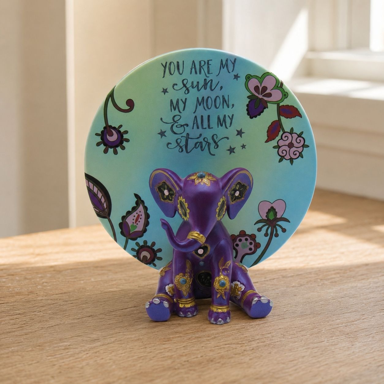 Hamilton Collection Purple Elephant You Are My Sun Figurine Blake Jensen 4.7"