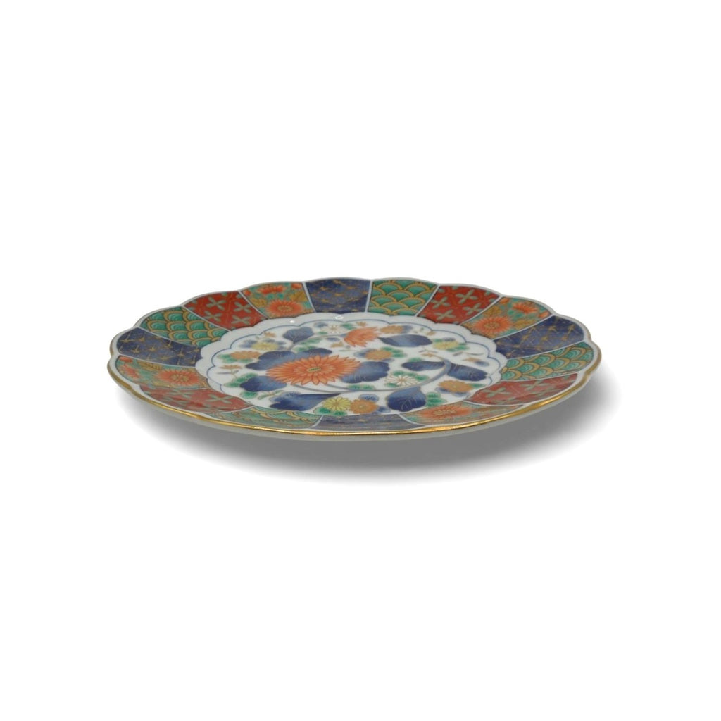 OMC Imari Scalloped Edge Porcelain Plate Floral Japan Vintage 7.5"