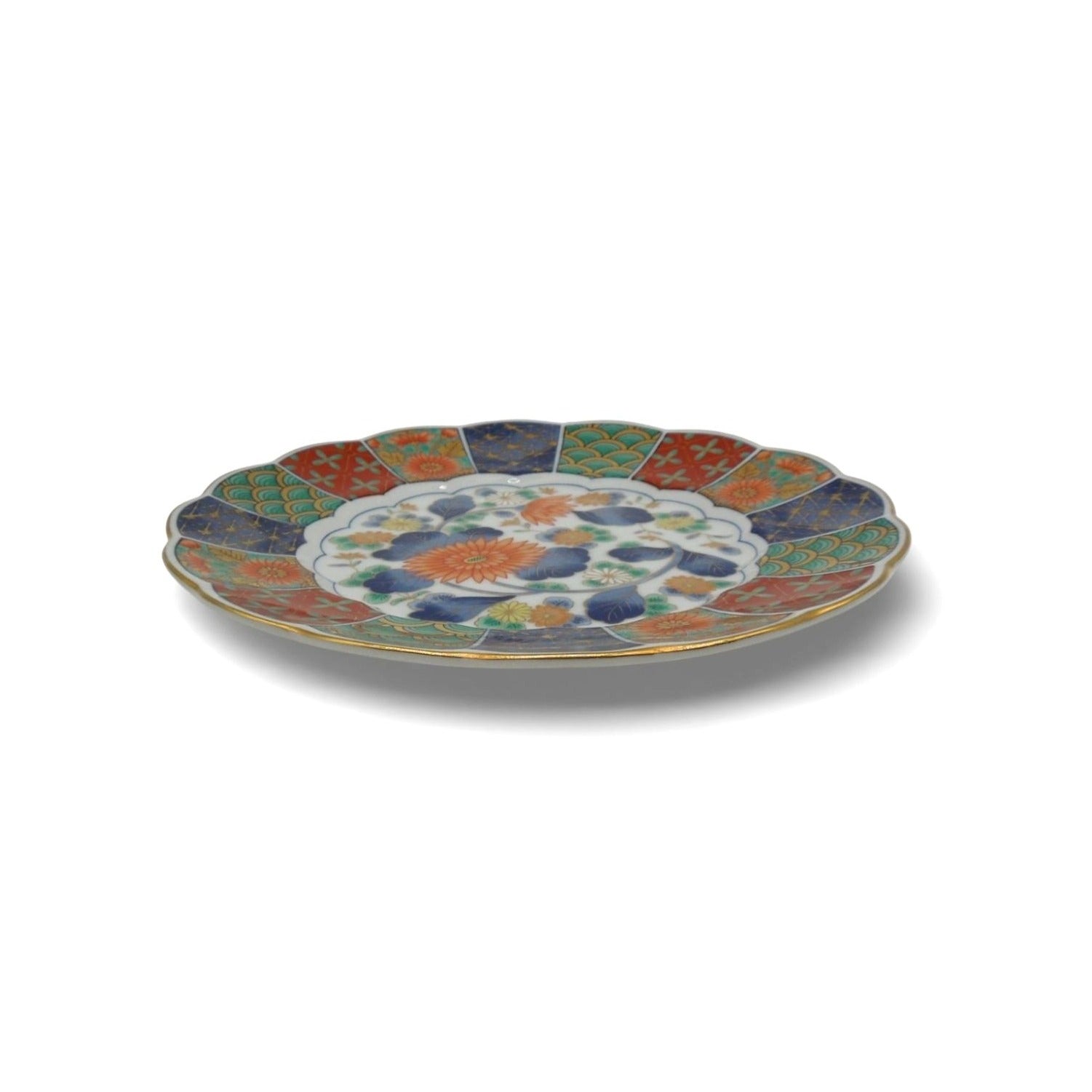 OMC Imari Scalloped Edge Porcelain Plate Floral Japan Vintage 7.5"