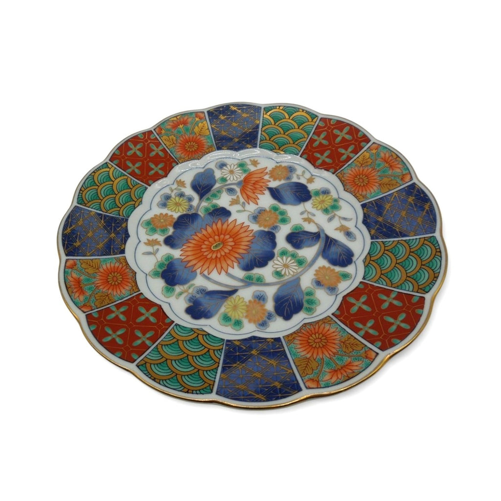 OMC Imari Scalloped Edge Porcelain Plate Floral Japan Vintage 7.5"