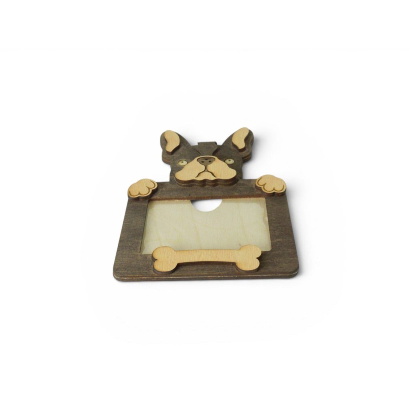 Personalized French Bulldog Wood Photo Frame With Acrylic Cover & Stand for 2 x 3" Photo