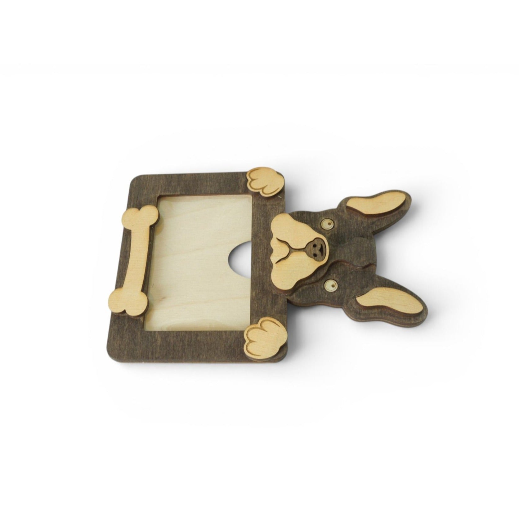 Personalized French Bulldog Wood Photo Frame With Acrylic Cover & Stand for 2 x 3" Photo