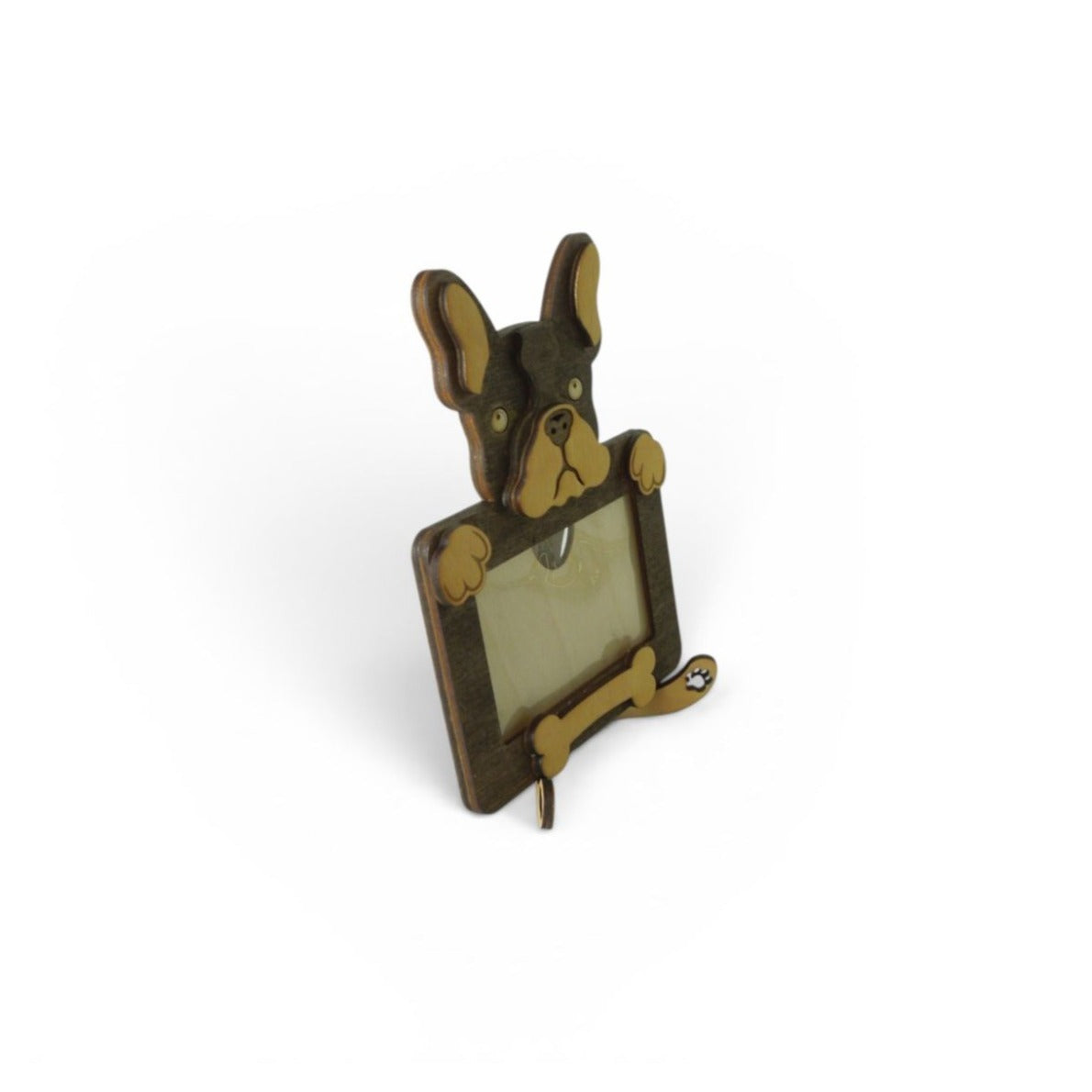 Personalized French Bulldog Wood Photo Frame With Acrylic Cover & Stand for 2 x 3" Photo