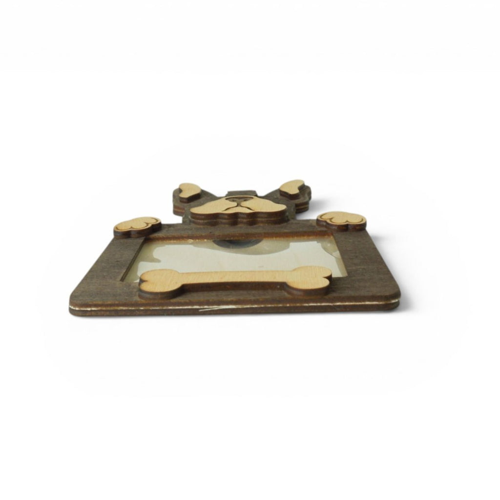 Personalized French Bulldog Wood Photo Frame With Acrylic Cover & Stand for 2 x 3" Photo