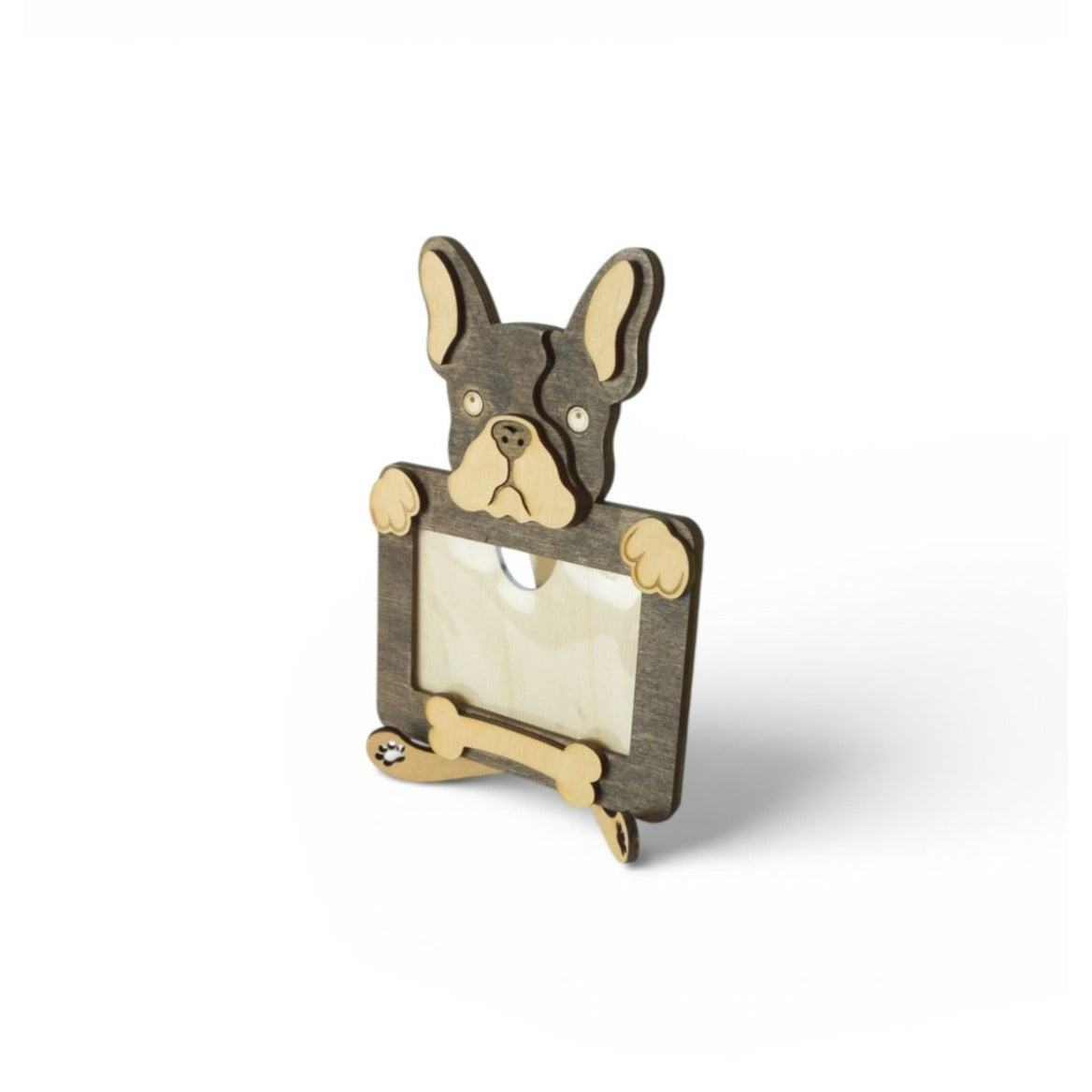 Personalized French Bulldog Wood Photo Frame With Acrylic Cover & Stand for 2 x 3" Photo
