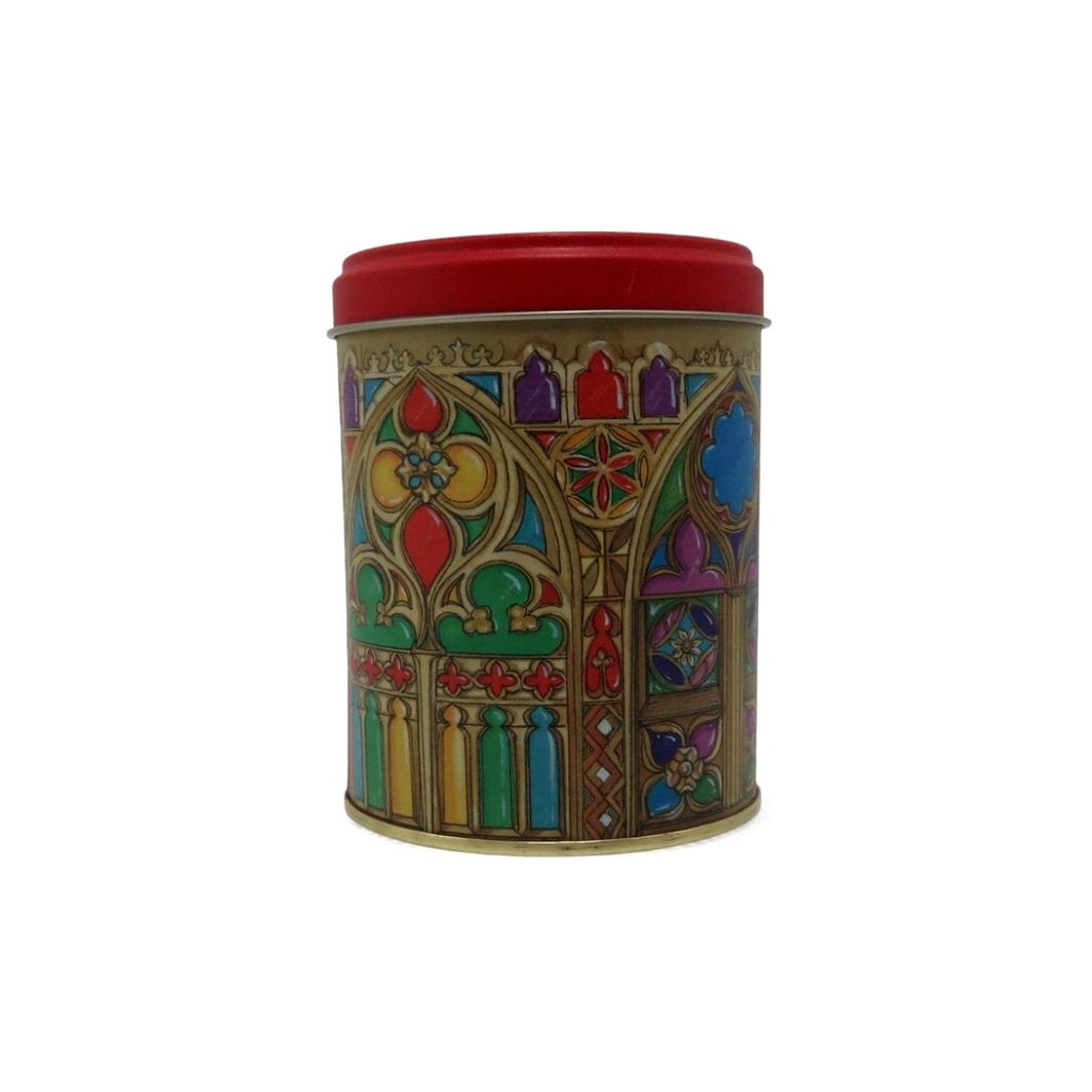 Vintage Angel Cathedral Tin Canister Lidded Christmas Keepsake 4.5"