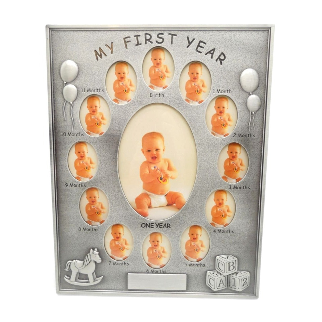 My First Year Baby Photo Frame Silver Tone 13 Openings