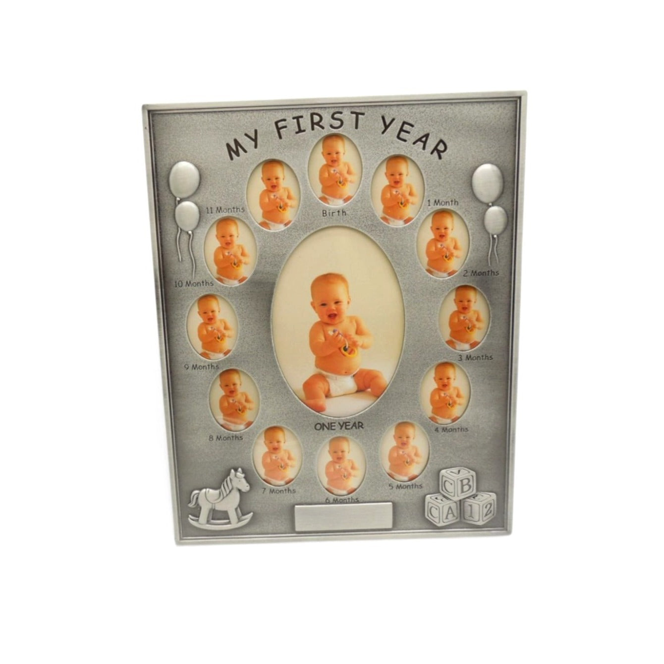 My First Year Baby Photo Frame Silver Tone 13 Openings
