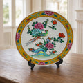 Vintage ASIAN IMARI Porcelain Plate With Vibrant Peacock And Floral Motif 10.7 in