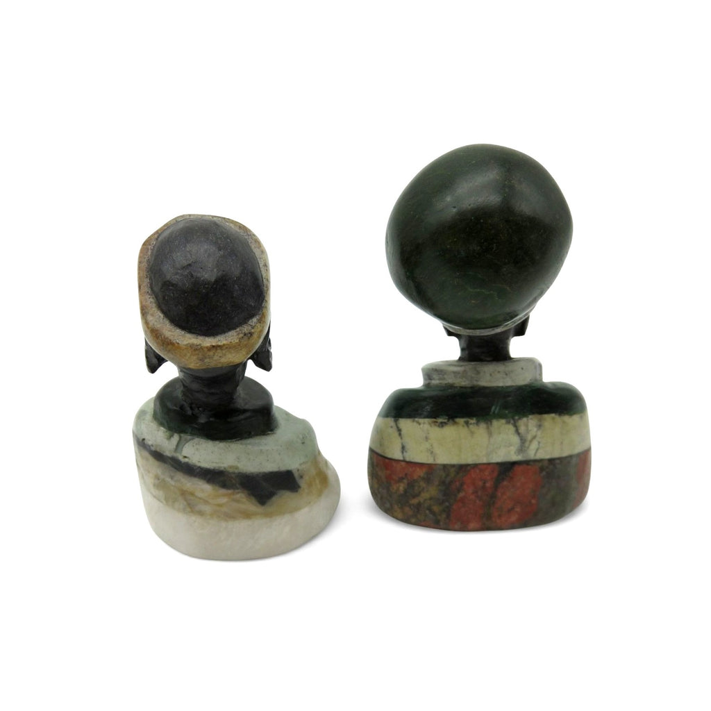 Small Stone Bust Set Hand Carved in South Africa 3.5" and 2.7"