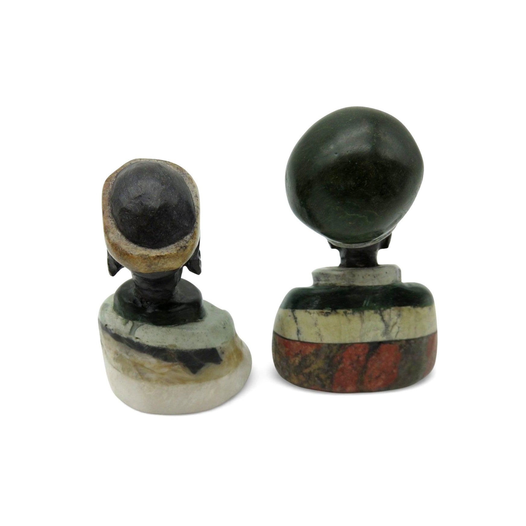 Small Stone Bust Set Hand Carved in South Africa 3.5" and 2.7"